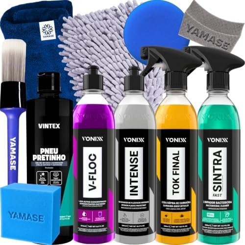 ✨ Kit Lavagem Completa Shampoo Cera Tok Final Intense Sintra Fast Pneu Pretinho Acessórios