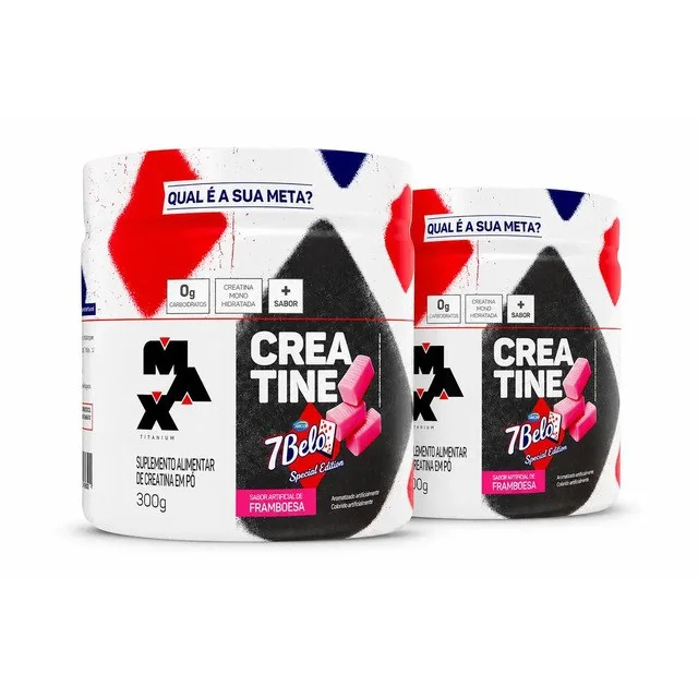 ✨ Creatina 7 Belo 300g Creatina Monohidratada Sabor Framboesa Kit 2 Força Energia Alta Performance Treino