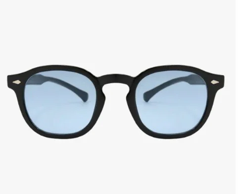 ✨ Óculos De Sol Redondo Premium Flexivel Old Money Original Preto E Azul