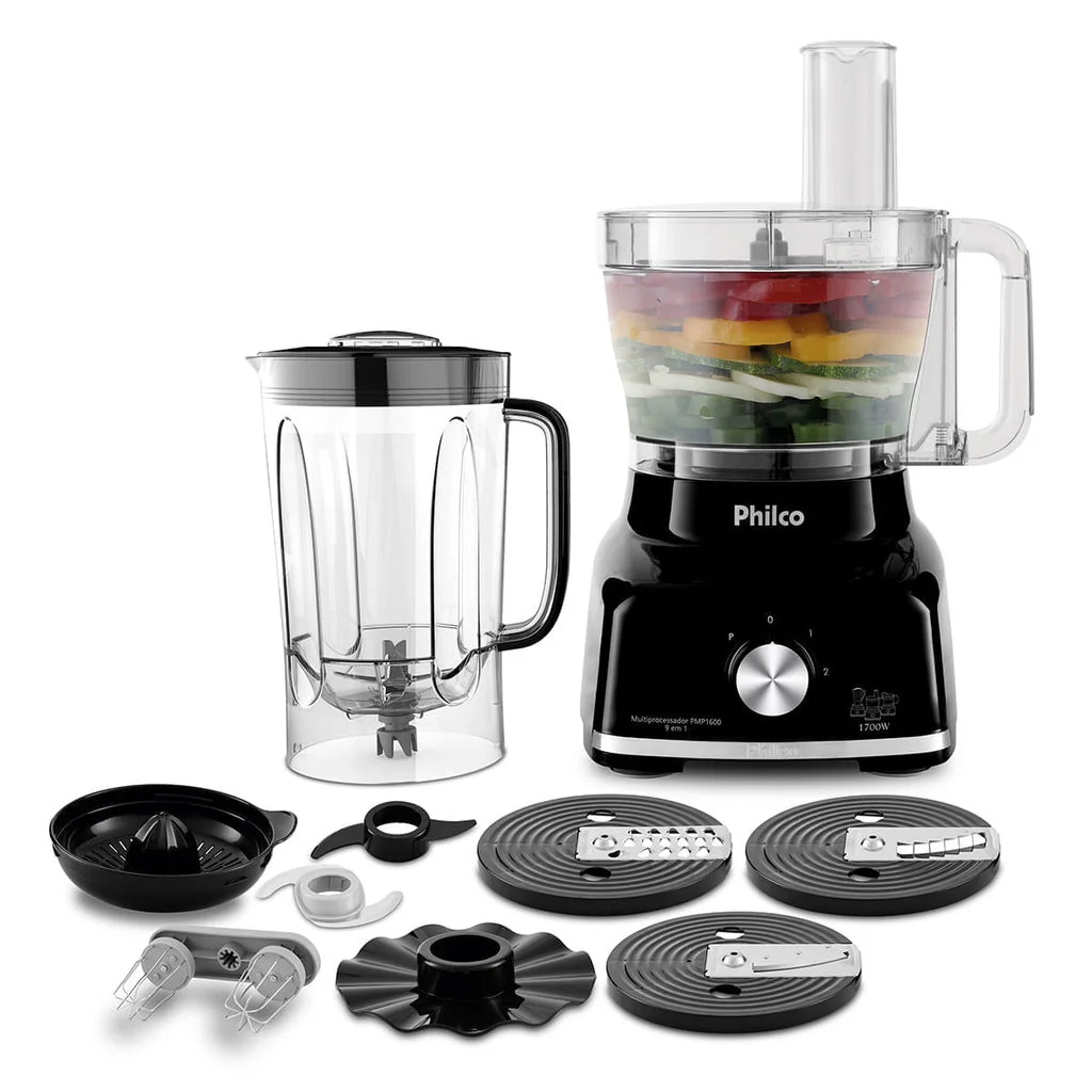 ✨Multiprocessador Philco 1700W 9 em 1 Preto PMP1600P