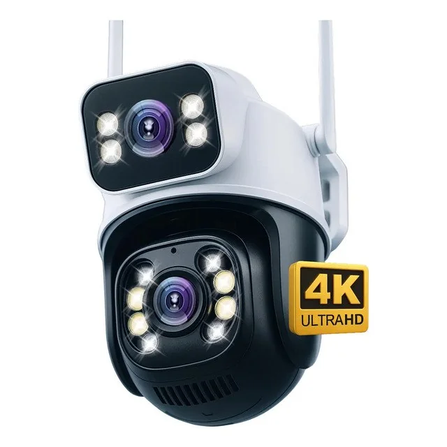 ✨ Câmera Segurança Ip Externa Wifi A28 App Icsee À Prova Dágua Ip66 Dome Lente Dupla Lentes 2 Em 1 Vigilancia Visão Noturna Infravermelho  4k Uhd Nova G...