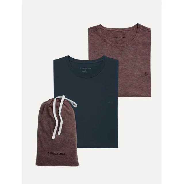 ✨Kit Camiseta Dudalina Vinho Listrado / Azul Marinho Original