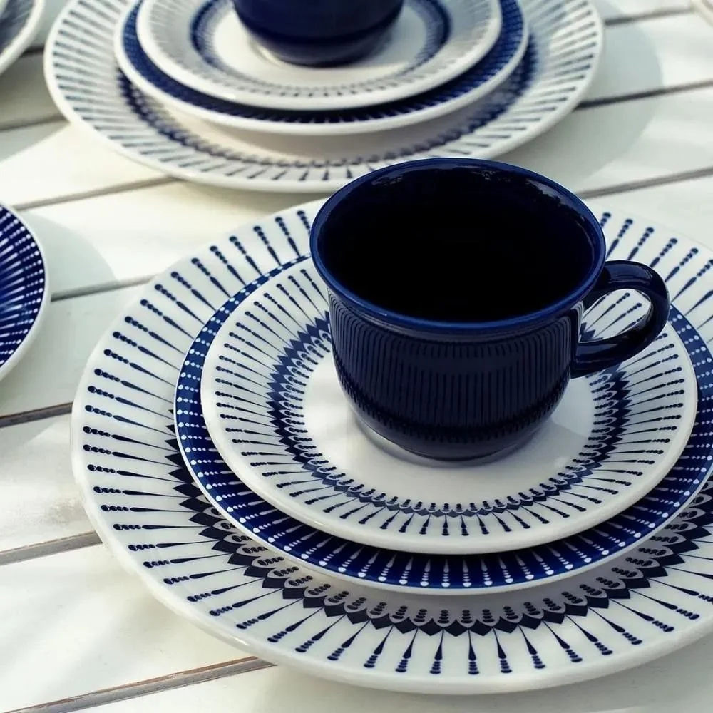 ✨Aparelho De Jantar E Chá 30 Peças Donna Colb Azul Estampado
