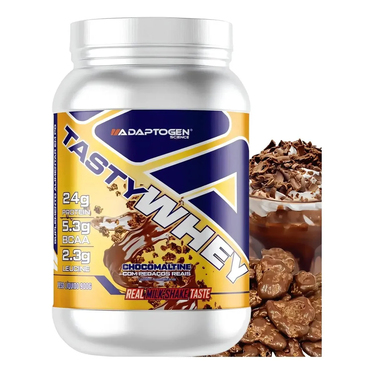 ✨ Suplemento Tasty Whey 3w Gourmet Whey Protein Adaptogen Science Pote 900g Sabor Chocomaltine