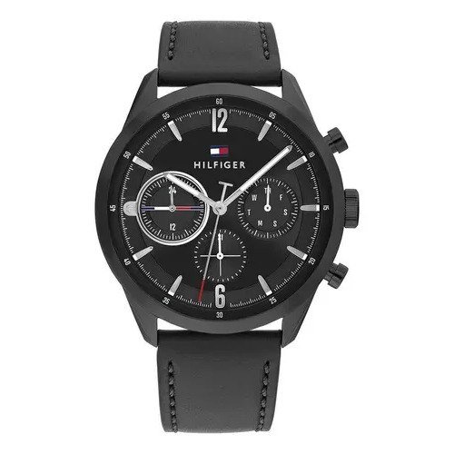 ✨ Relógio Tommy Hilfiger Masculino Couro Preto 1710674 Preto