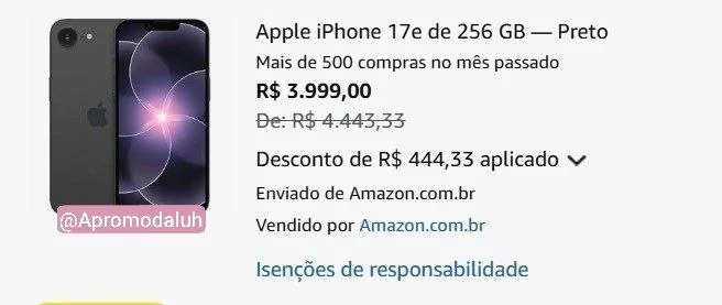 ✨ Apple iPhone 17e de 256 GB — Preto