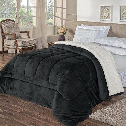 ✨ Coberdrom Queen Size Dupla Face Extra Grosso – Edredom Inverno Encorpado, Toque Macio, Conforto Térmico Premium, Aconchegante e Luxuoso (Preto)
