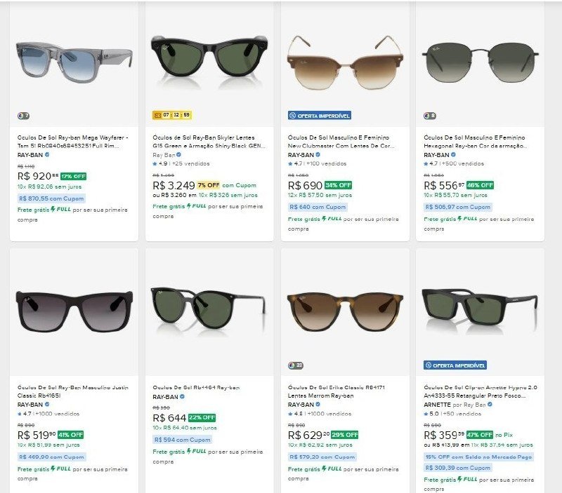 Óculos de sol Ray-Ban Wayfarer RB4340 tamanho 50 armação preto brilhante y lente green