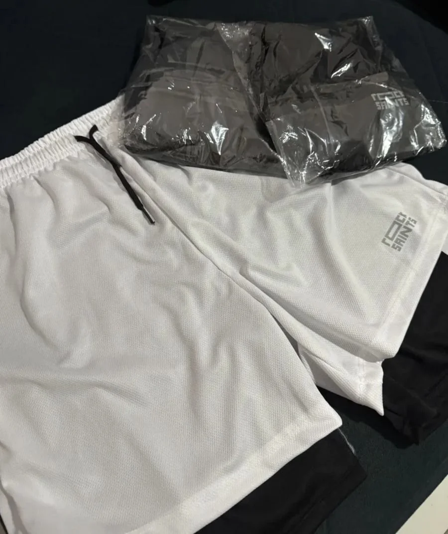 ✨Kit 3 Shorts Masculino 2 Em 1 Compressão Dry Fit Rock Saints