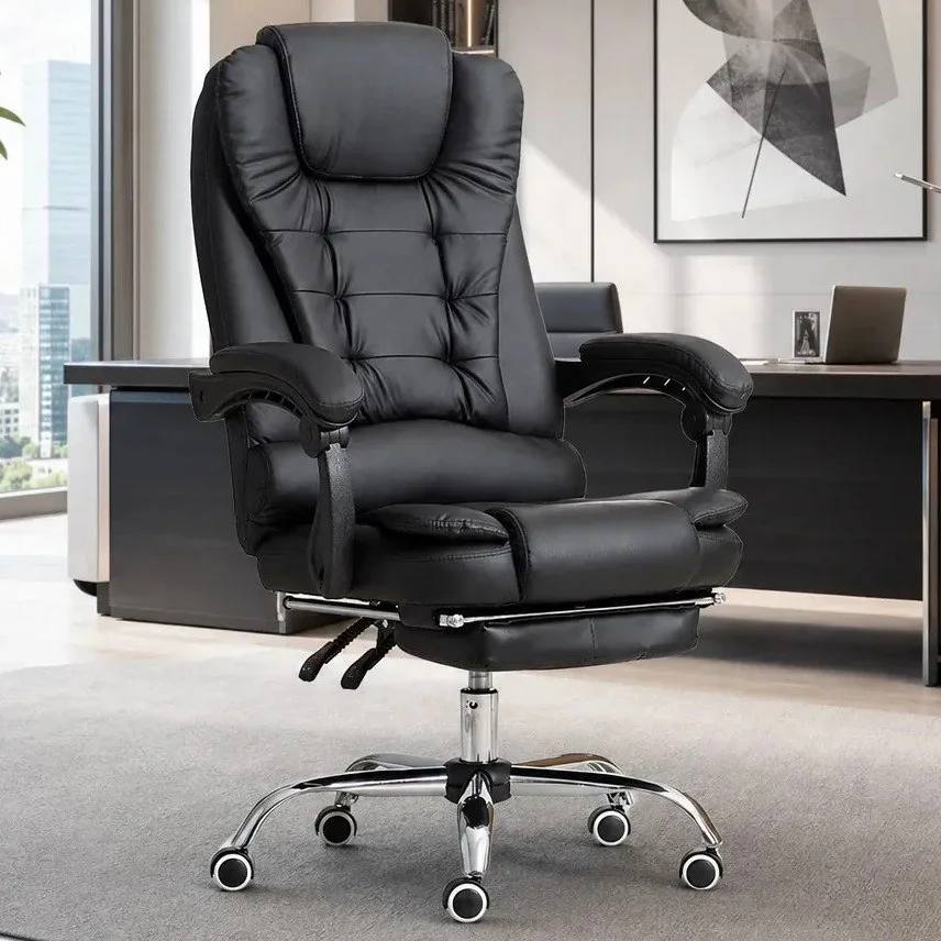 ✨ Cadeira De Escritorio Sweet Studio Presidente Ajustável Preta Couro Sintético