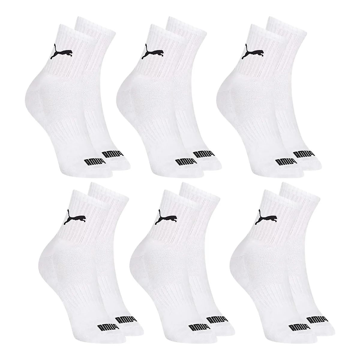 ✨ 6 Pares Meias Puma Cano Médio Alto Atoalhada Academia Sport