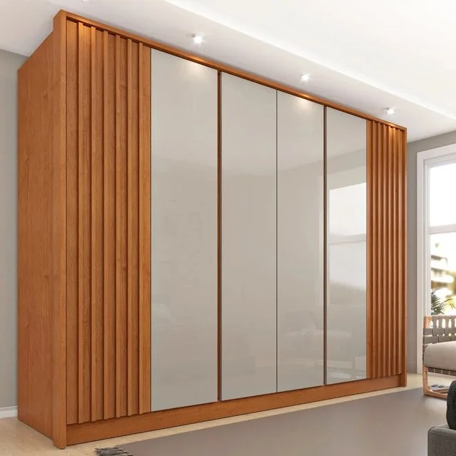 ✨Guarda-roupa Casal Espresso Móveis Ripado 6 Portas 6 Gavetas 275cm Cinamomo/off White