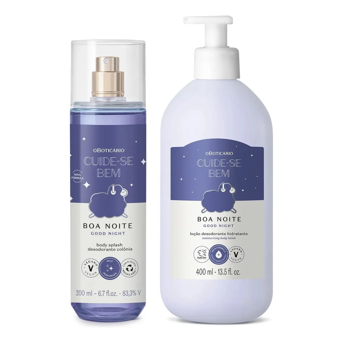 ✨ Kit Cuide-se Bem Boa Noite: Body Splash 200ml + Hidratante Desodorante Corporal 400ml