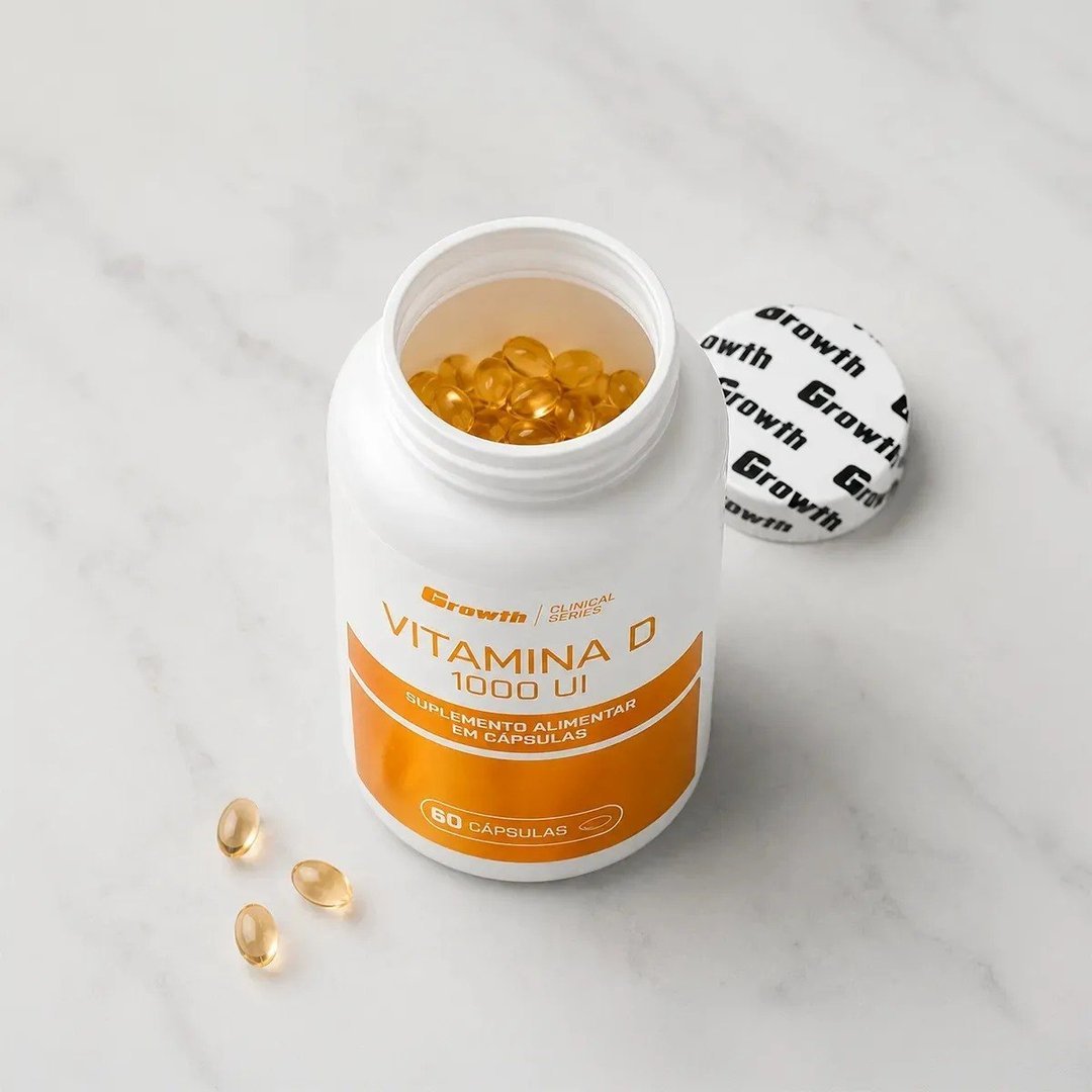 ✨ Vitamina D 1000ui 60 Caps Growth Supplements - Sem Sabor Sem Sabor
