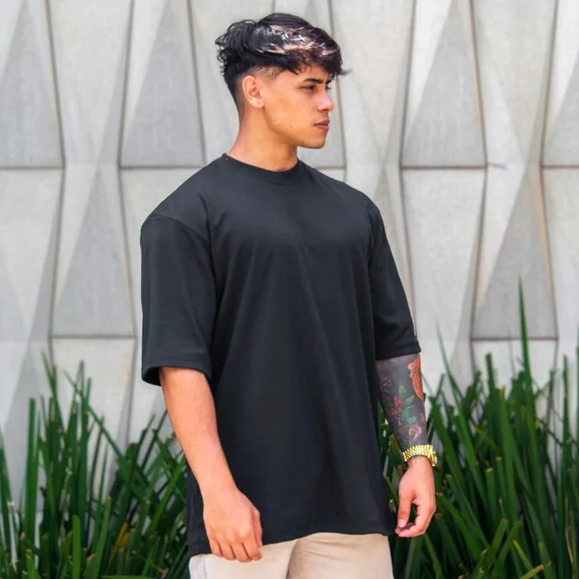 ✨ Camiseta Oversized Masculina Lisa Malhão 100% Algodão