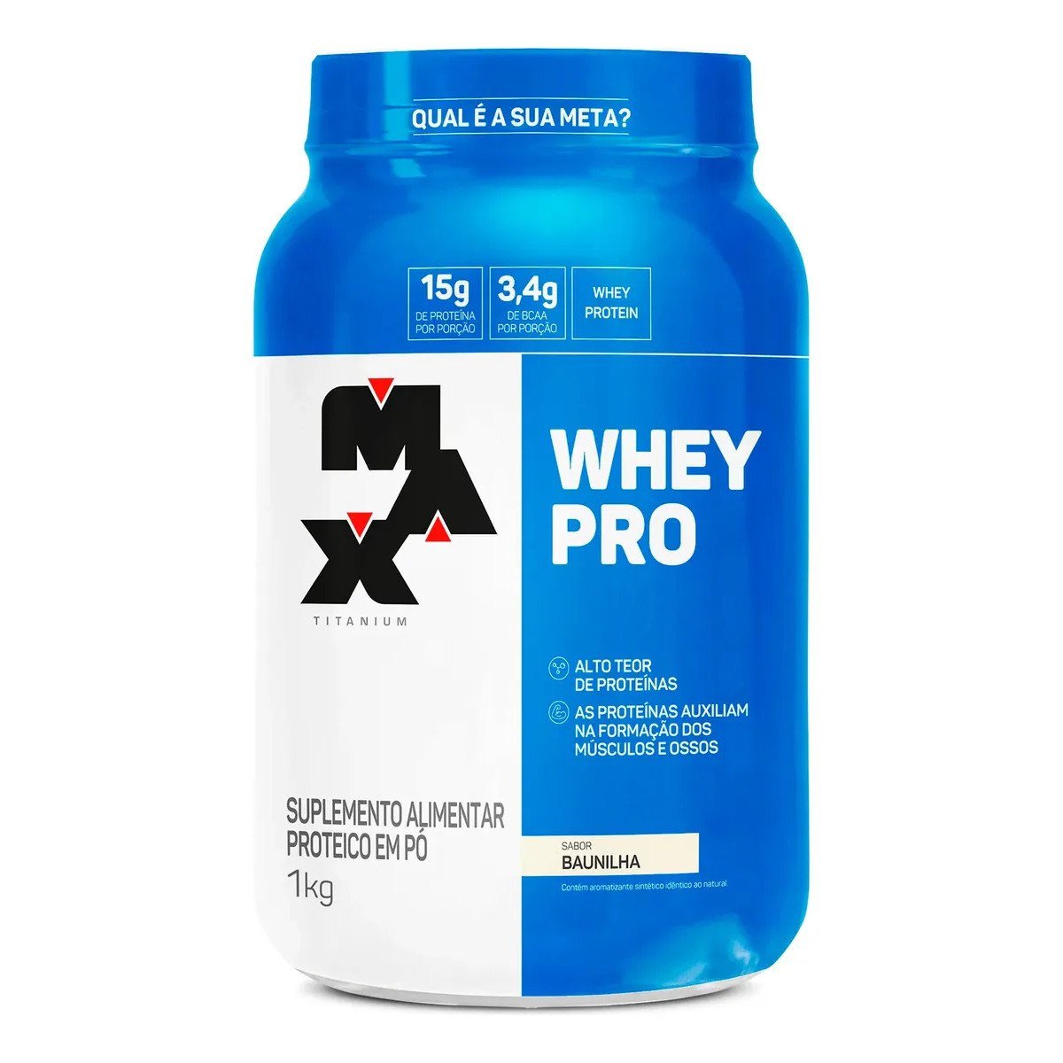 ✨ Whey Protein 1kg Whey Pro Max Titanium Sabor Baunilha BCAA e Aminoácidos