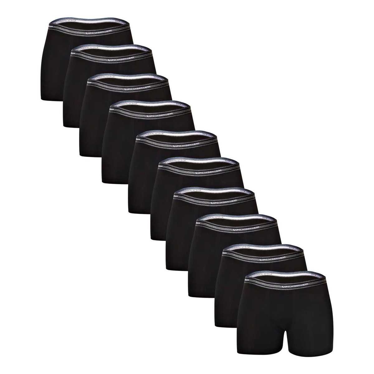 ✨ Kit 10 Cuecas Boxer Lupo Masculino Algodao Preto Liso Gg