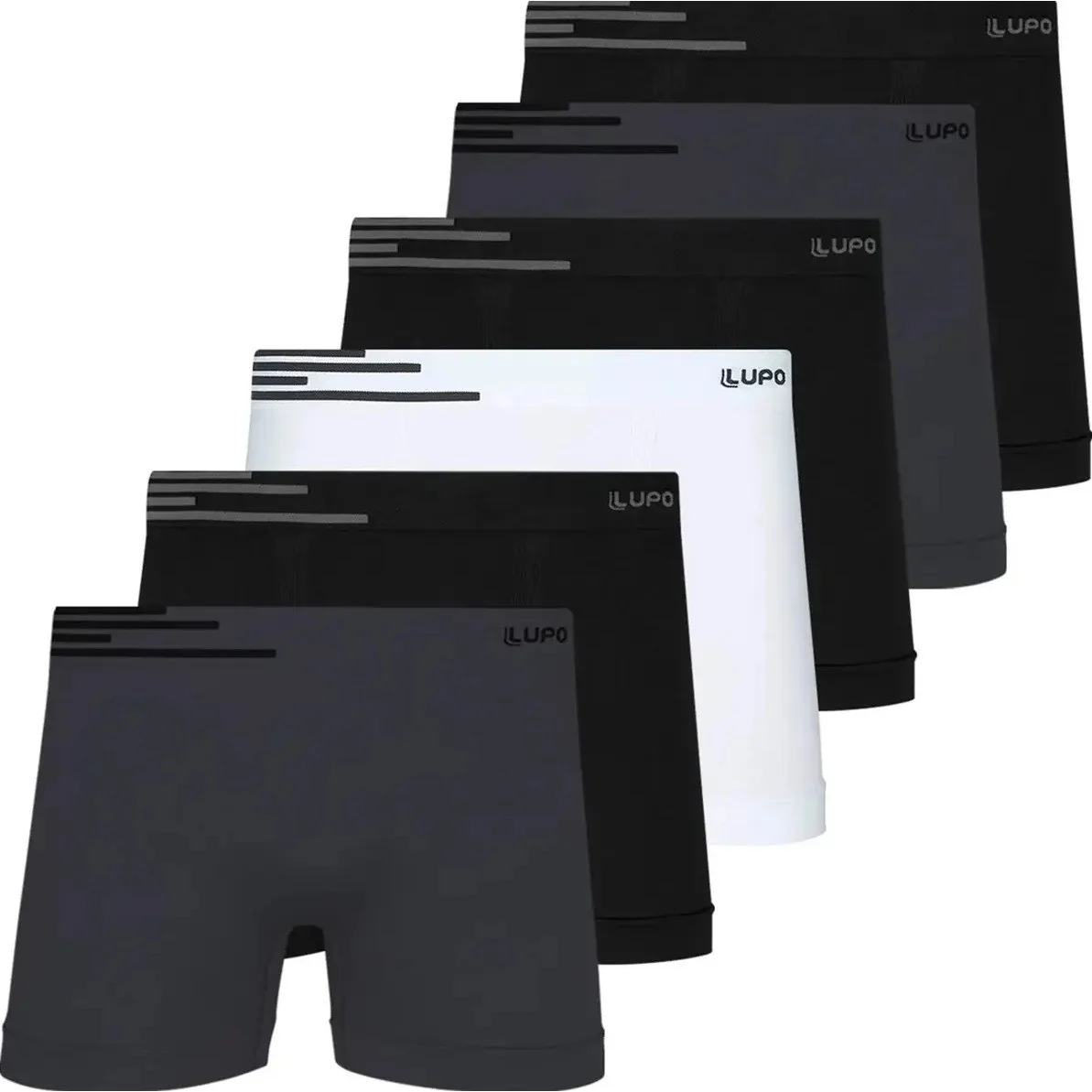 ✨ Kit 6 Cuecas Boxer Lupo Sem Costura Box Microfibra Original