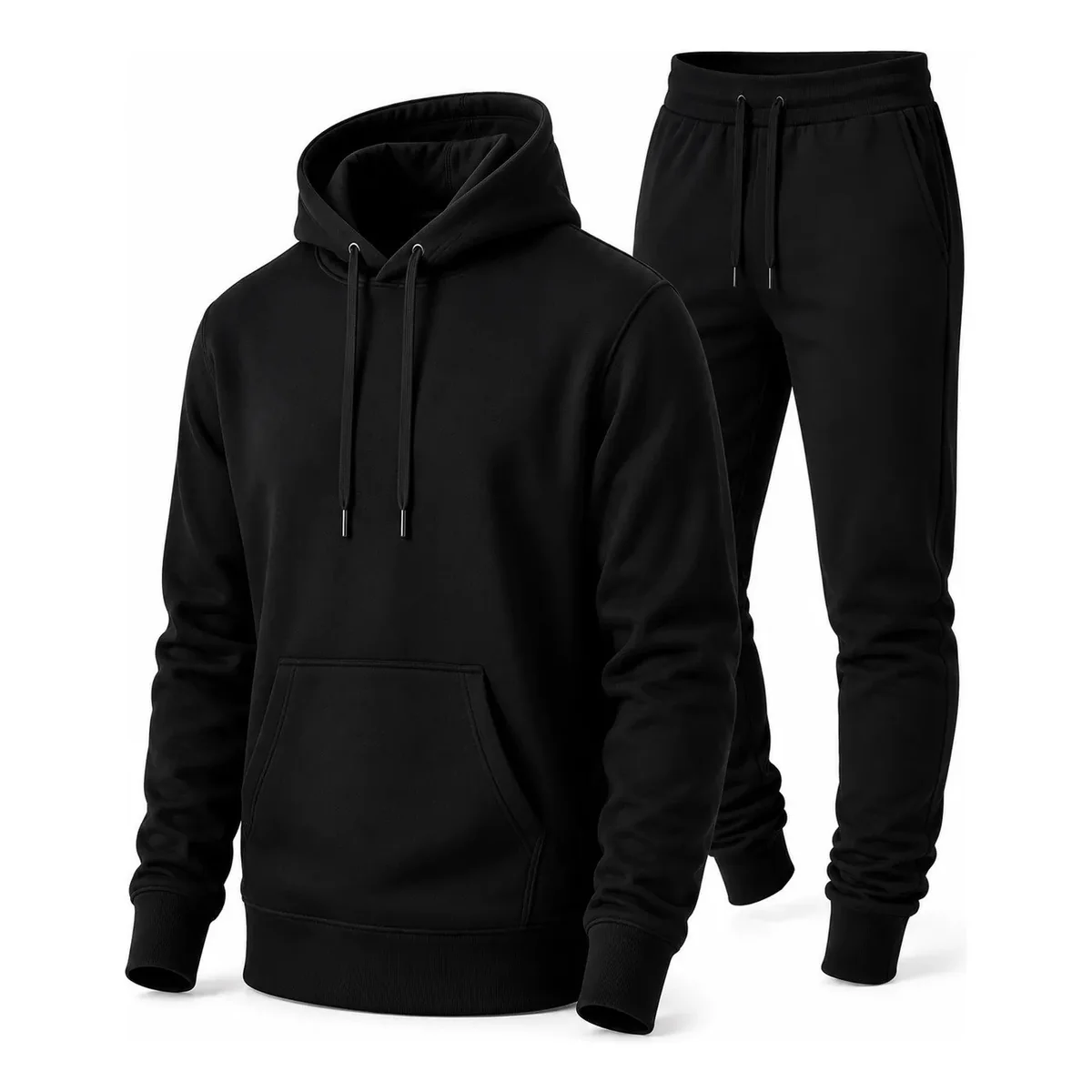 ✨ Conjunto Calça E Blusa De Moletom Liso Masculino Unissex G Preto