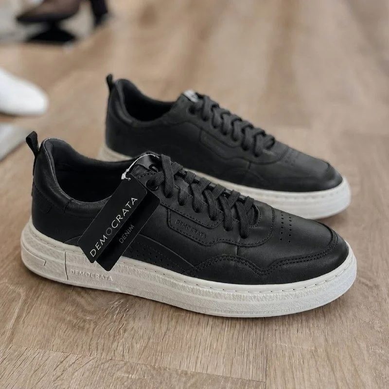 ✨Tenis couro democrata denim jake masculino preto