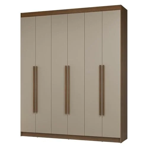 ✨ Guarda-roupa Casal 6 Portas Batentes Rustic/crema/rustic Netuno Madesa