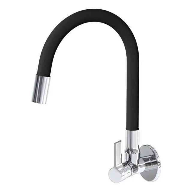 ✨Torneira De Cozinha Gourmet Parede Flexível Preta 1/4 Volta Preto Fosco