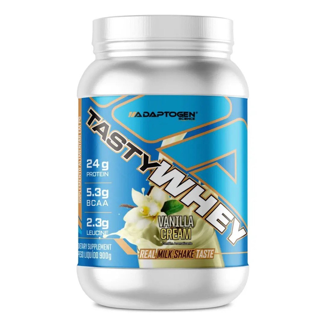 ✨ Suplemento Tasty Whey 3w Gourmet Whey Protein Adaptogen Science Pote 900g Sabor Baunilha