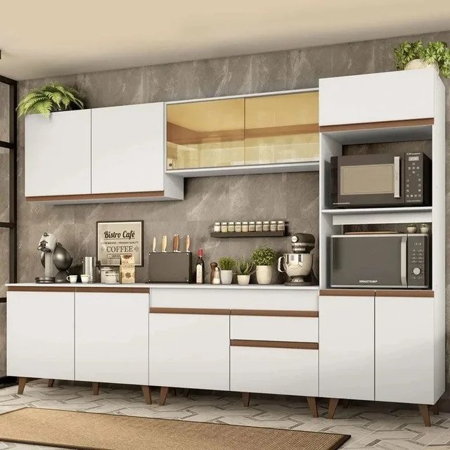 ✨Armário De Cozinha Completa Modulada Com Balcão Para Cooktop Madesa Reims Grrm31000109 Com Armário Branco