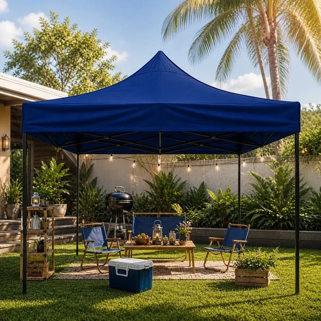 ✨Tenda Sanfonada Gazebo 3x3 Articulada Pesca Praia Camping Azul-escuro