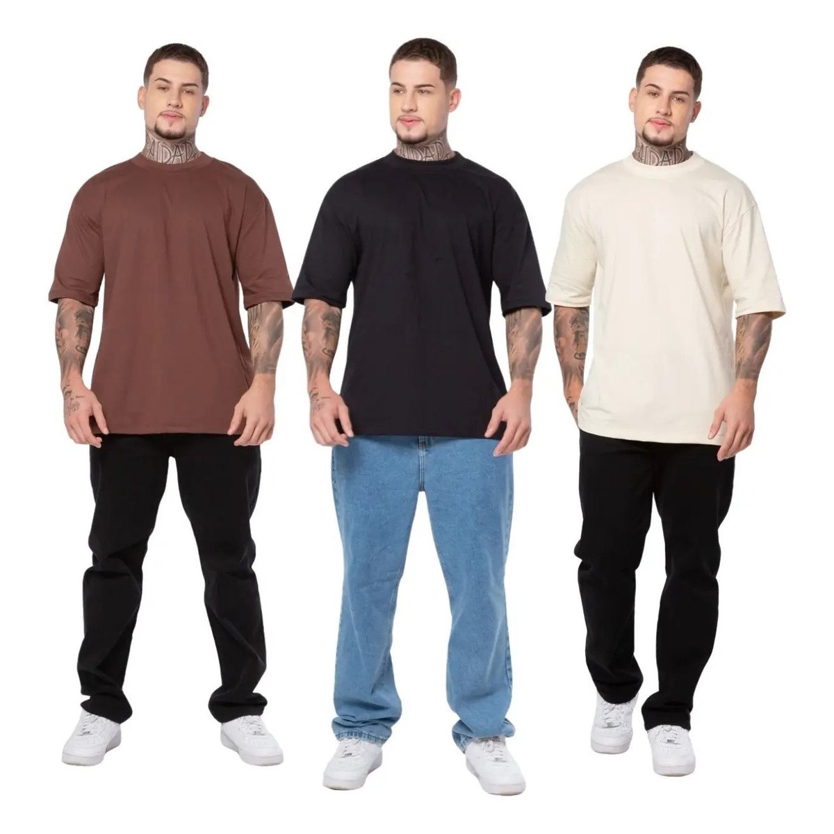 ✨ Kit 3 Camiseta Oversized Streetwear Premium Algodão