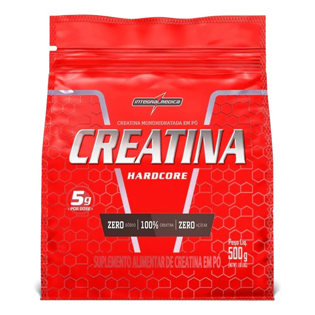 ✨ Creatina Hardcore Monohidratada 500g Pó Pouch Integralmédica Sem Sabor