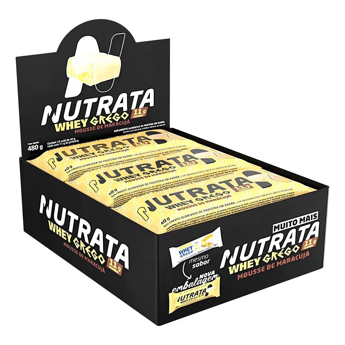 ✨ Barra de proteínas Nutrata WHEY Grego 40G sabor Mousse de maracujá x 480g 12 un