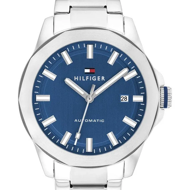 ✨Relógio Masculino Tommy Hilfiger Lars Auto De Aço Prateado Analógico Azul