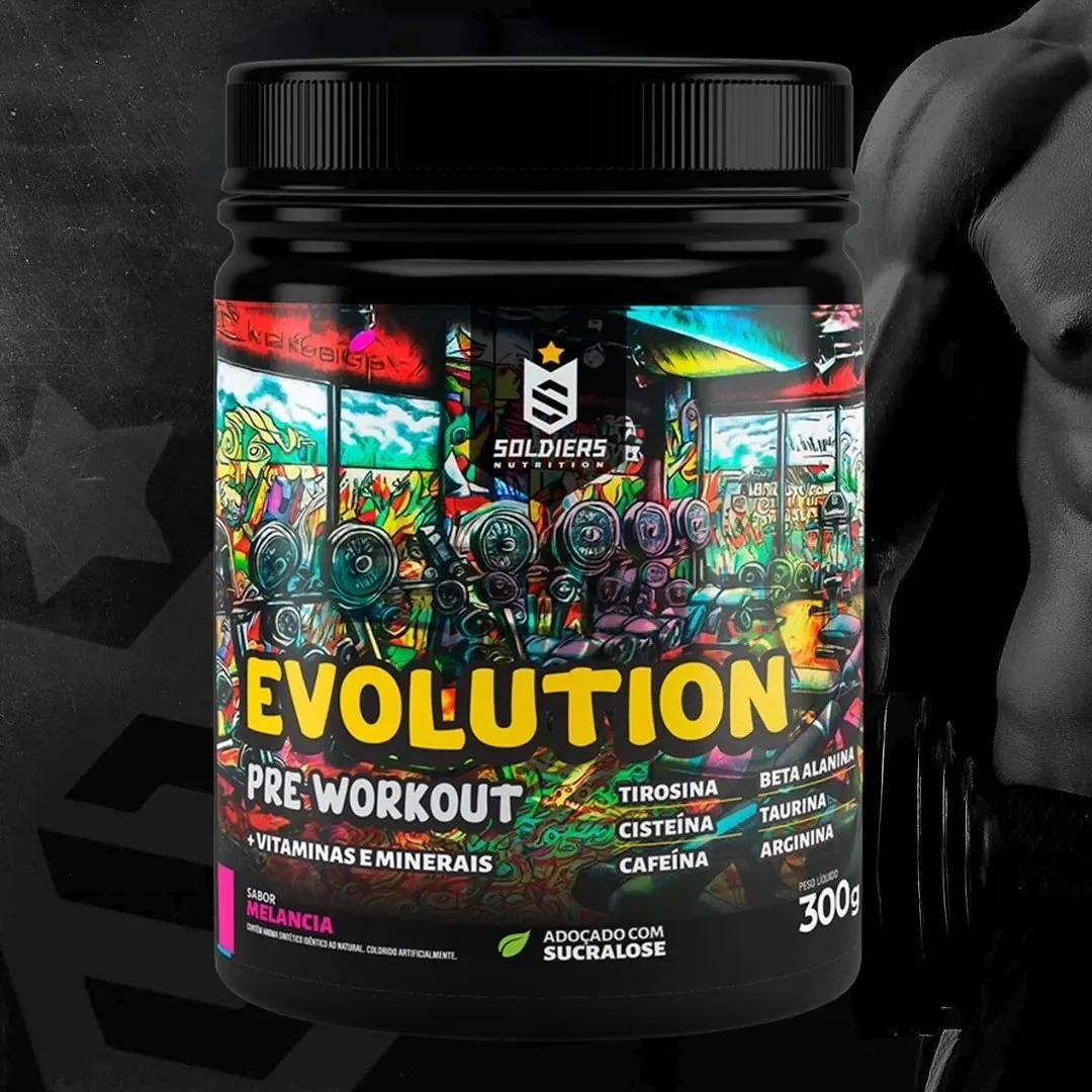 ✨Pré-treino Evolution Workout 300g Termogênico Sabor Melancia Soldiers Nutrition Energia Foco Treino
