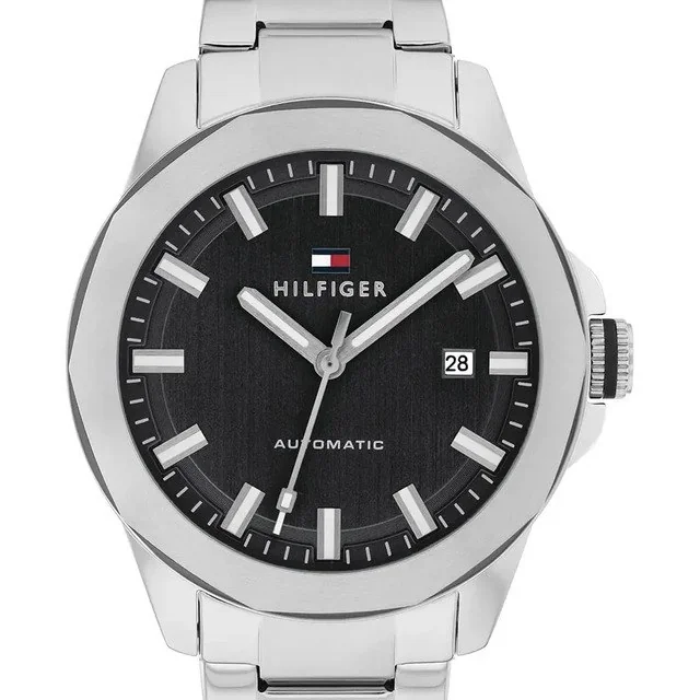 ✨Relógio Tommy Hilfiger Masculino Automático Aço Prateado 171 Prateado Preto