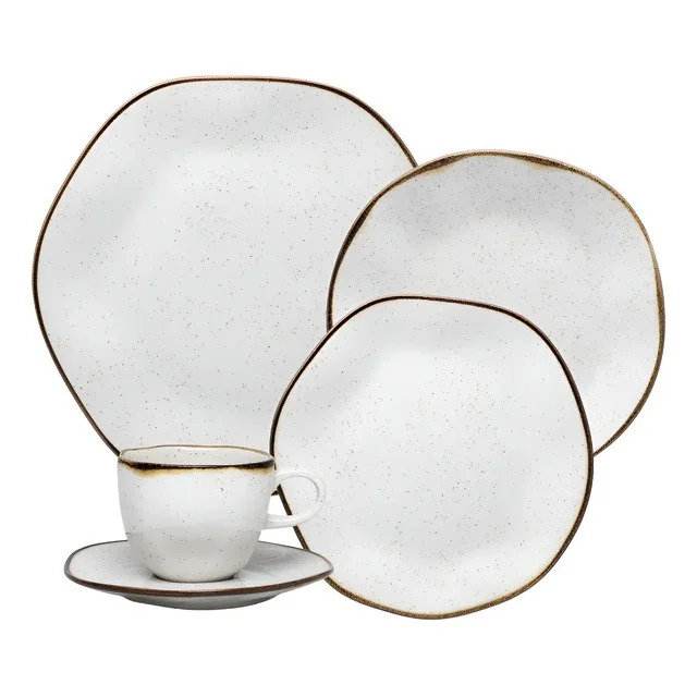 ✨ Aparelho De Jantar 30 Peças Ryo Maresia Oxford Porcelana Branco Liso
