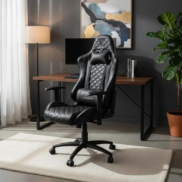 ✨ Cadeira Gamer Thunderx3 Tgc12 Com Encosto Reclinável E Apoio Lombar Preto Couro Sintético