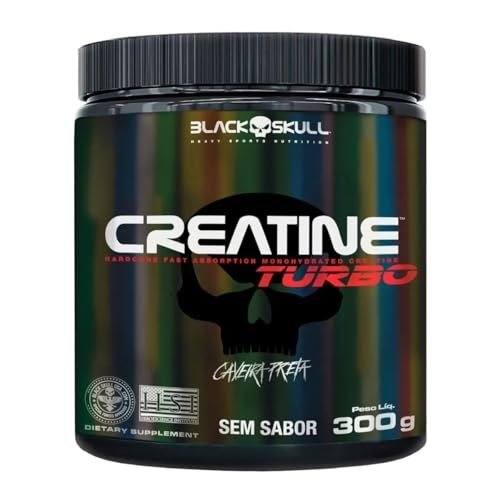 ✨ Creatine Turbo – sem sabor - Pote 300g - Black Skull - Suplementação para Treino, Performance, Ganho Muscular, Hipertrofia, Força e Resistência
