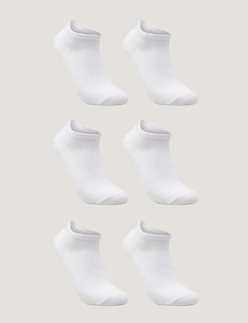 ✨Kit De 6 Pares De Meias Masculino E Feminino Sapatilha Lupo Branco Liso