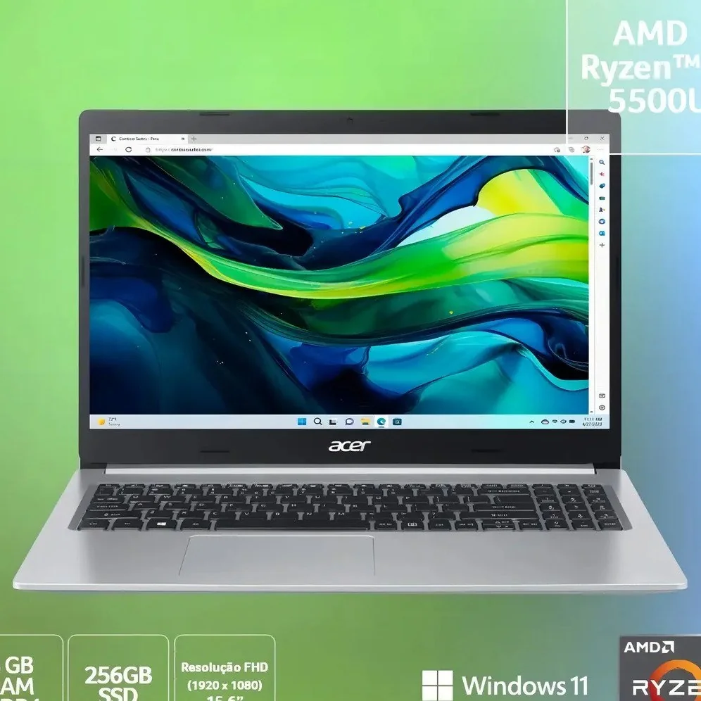 ✨ Notebook Acer Aspire 5 A515-45-R5AT AMD Ryzen 5 5500U 15.6"AMD Radeon Graphics 256GB SDD 8GB RAM Windows 11
