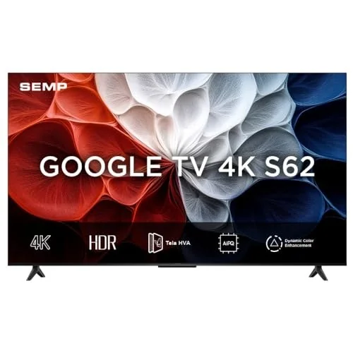 ✨SEMP, Smart TV 4K UHD, 43“, Google TV, Google Assistente, Comando por Voz, Googlecast Integrado, Design Sem Bordas, Dolby Audio, 43S62