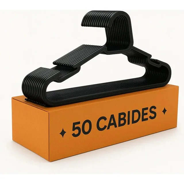 ✨ Kit 50 Cabide Adulto Preto Reforçado Organizador Combate