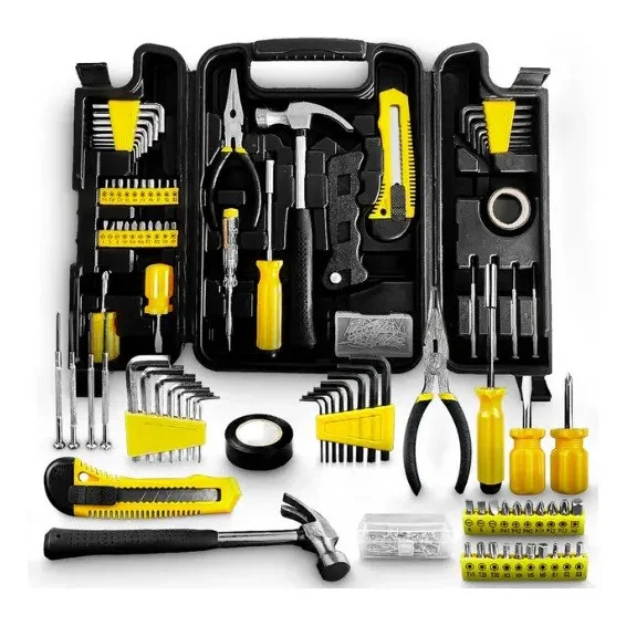 ✨ Jogo De Ferramentas 200 Peças Com Chaves De Precisão E Allen Kit Com Maleta Resistente - Titanium Platina Amarelo/preto