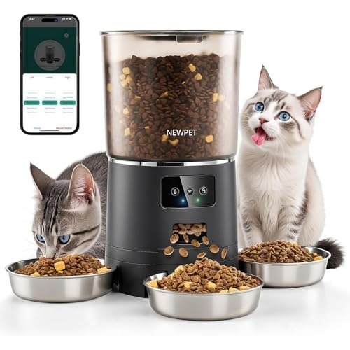 ✨ Alimentador Automático para Gatos para 3 Gatos, 6L Alimentador Inteligente WiFi para Animais de Estimação, Sistema Anti-Atolamento forte, Dispensador ...