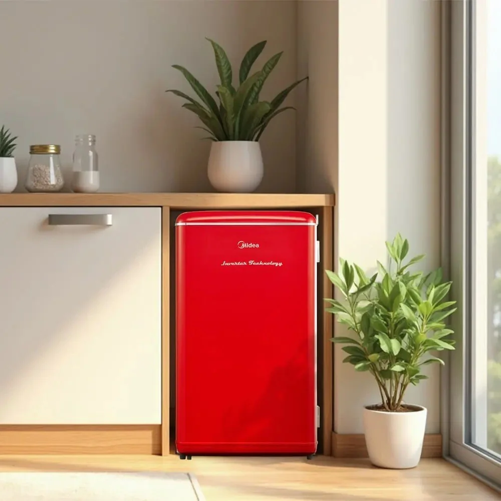 ✨ Frigobar Retrô Vermelho 93l Inverter Bivolt Midea Vermelho