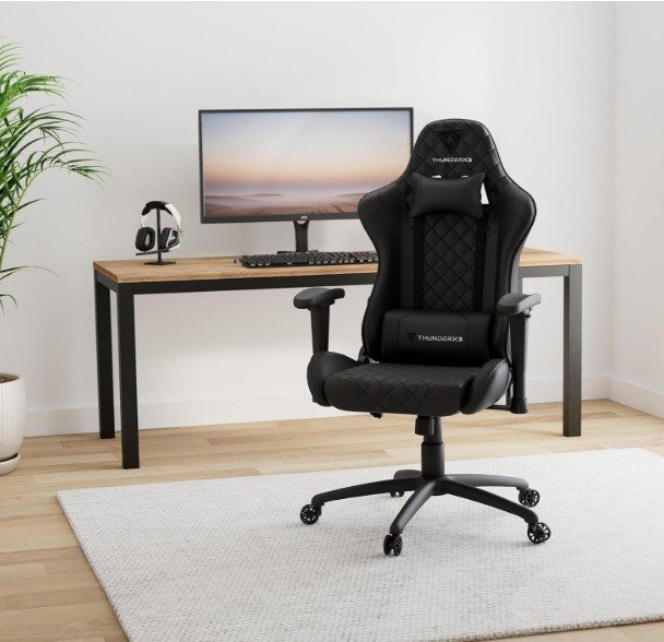 ✨ Cadeira Gamer Profissional TGC12 Preta ThunderX3.