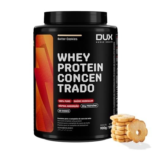 ✨ DUX HUMAN HEALTH Whey Protein Concentrado 900g Butter Cookies – Versátil para Receitas e Shakes
