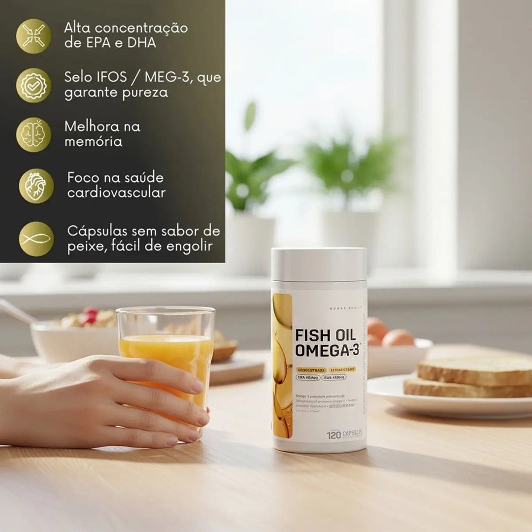 ✨ Ômega 3 Dux Nutrition Fish Oil Sem Sabor 120 Cápsulas EPA DHA Alta Concentração