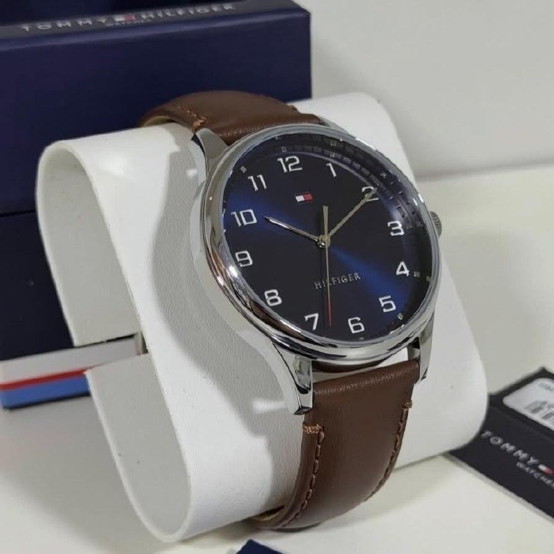 ✨ Relógio masculino Tommy Hilfiger Essentials 1791659 de couro marrom