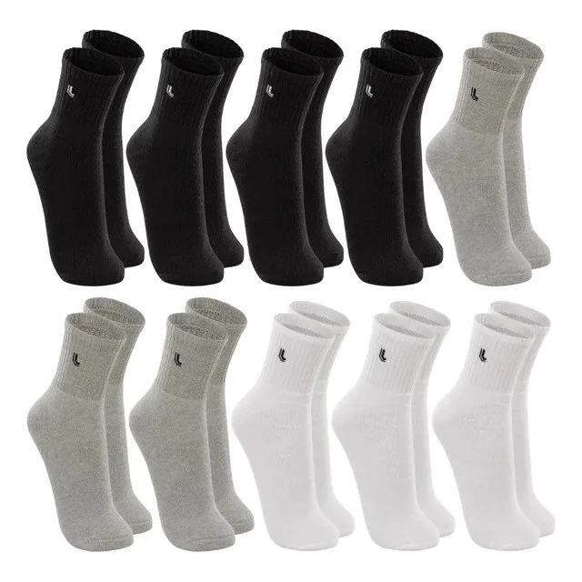 ✨ Kit 10 Pares Meia Lupo Original Masculina Cano Médio Algodão